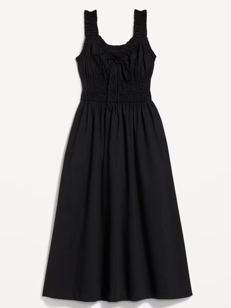 Old Navy Black Midi Sundress With Smocked Waist